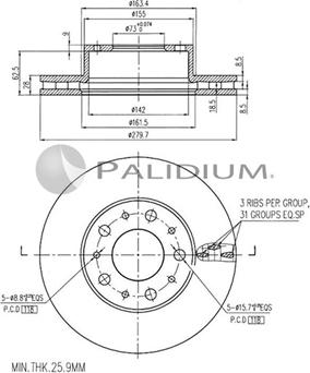 Ashuki P330-011 - Тормозной диск autospares.lv