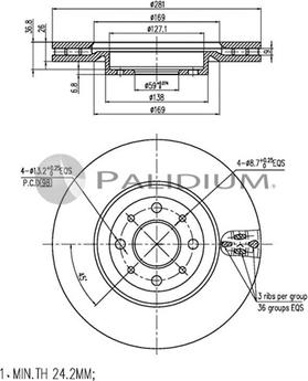 Ashuki P330-087 - Тормозной диск autospares.lv