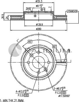 Ashuki P330-039 - Тормозной диск autospares.lv