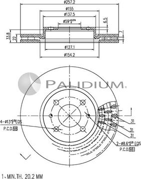 Ashuki P330-032 - Тормозной диск autospares.lv