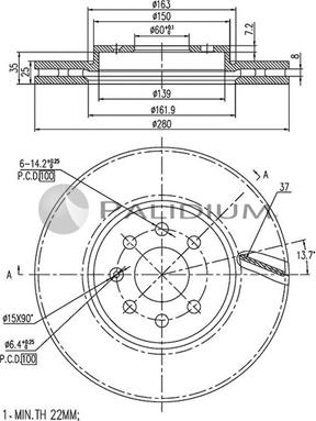 Ashuki P330-027 - Тормозной диск autospares.lv