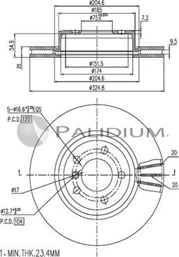 Ashuki P330-156 - Тормозной диск autospares.lv