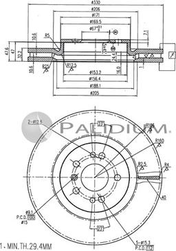 Ashuki P330-153 - Тормозной диск autospares.lv