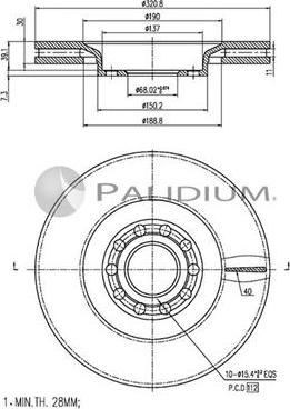 Ashuki P330-165 - Тормозной диск autospares.lv