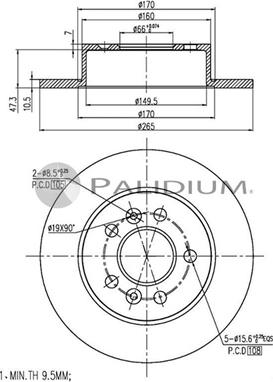 Ashuki P330-105 - Тормозной диск autospares.lv