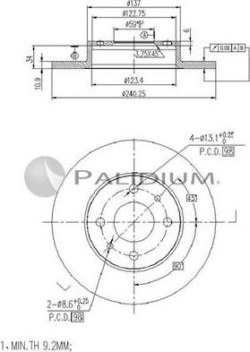 Ashuki P330-100 - Тормозной диск autospares.lv