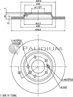 Ashuki P330-108 - Тормозной диск autospares.lv