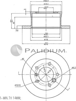 Ashuki P330-129 - Тормозной диск autospares.lv