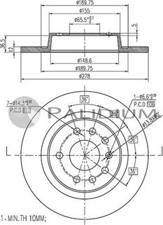 Ashuki P331-049 - Тормозной диск autospares.lv