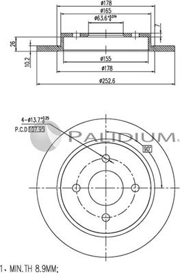 Ashuki P331-013 - Тормозной диск autospares.lv