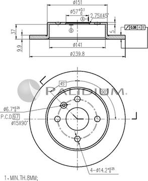 Ashuki P331-022 - Тормозной диск autospares.lv