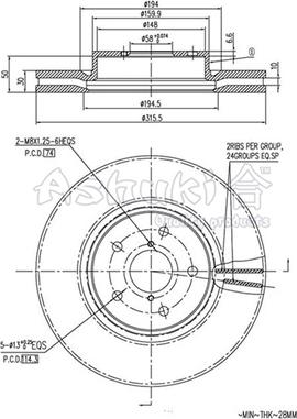 Ashuki S016-55 - Тормозной диск autospares.lv