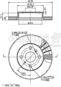 Ashuki T601-08 - Тормозной диск autospares.lv