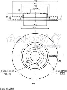 Ashuki T603-39 - Тормозной диск autospares.lv