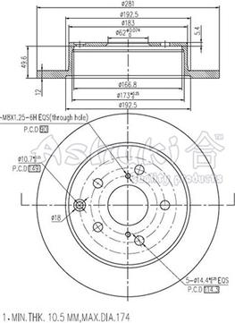 Ashuki T603-35 - Тормозной диск autospares.lv