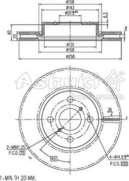 Ashuki T602-62 - Тормозной диск autospares.lv