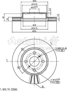 Ashuki T602-30 - Тормозной диск autospares.lv