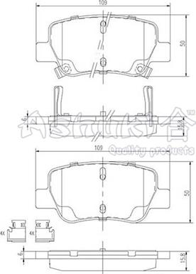 Ashuki T114-45 - Тормозные колодки, дисковые, комплект autospares.lv