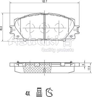 Ashuki T114-55 - Тормозные колодки, дисковые, комплект autospares.lv