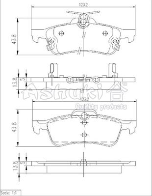 Ashuki T114-35 - Тормозные колодки, дисковые, комплект autospares.lv