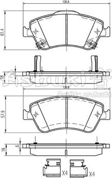 Ashuki T112-95 - Тормозные колодки, дисковые, комплект autospares.lv