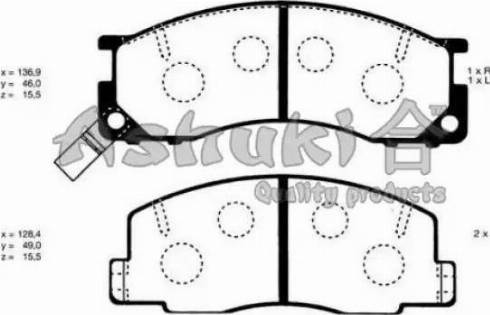 Ashuki T112-43 - Тормозные колодки, дисковые, комплект autospares.lv