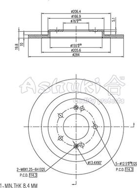 Ashuki Y089-53 - Тормозной диск autospares.lv