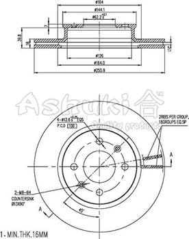 Ashuki Y089-52 - Тормозной диск autospares.lv