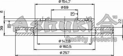 Ashuki Y089-02 - Тормозной диск autospares.lv