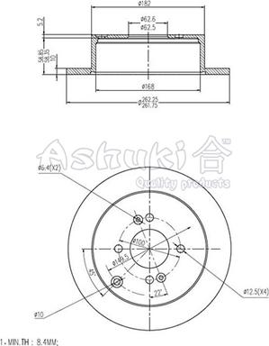 Ashuki Y089-17 - Тормозной диск autospares.lv