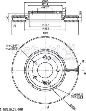 Ashuki Y089-25 - Тормозной диск autospares.lv