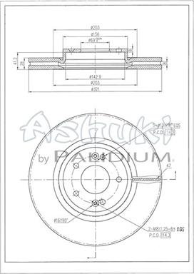 Ashuki Y089-74 - Тормозной диск autospares.lv