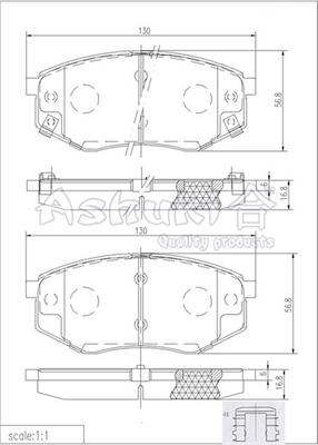 Ashuki Y029-50 - Тормозные колодки, дисковые, комплект autospares.lv