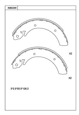 Asimco K9633W - Комплект тормозных колодок, барабанные autospares.lv