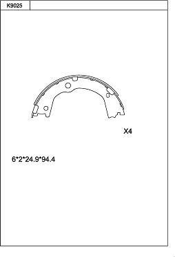 Asimco K9025 - Комплект тормозных колодок, барабанные autospares.lv