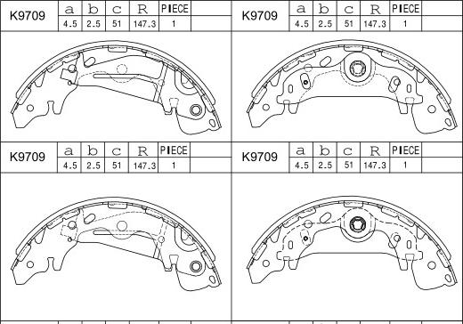 Asimco K9709 - Комплект тормозных колодок, барабанные autospares.lv