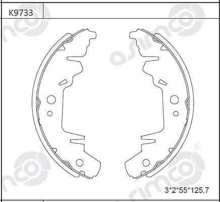 Asimco K9733 - Комплект тормозных колодок, барабанные autospares.lv