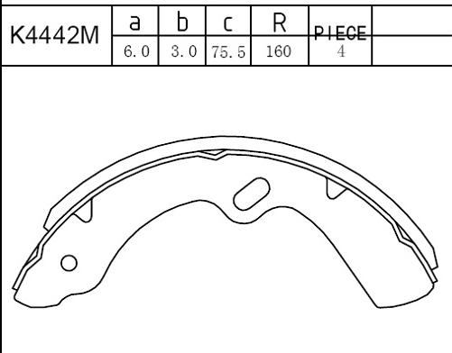 Asimco K4442M - Комплект тормозных колодок, барабанные autospares.lv