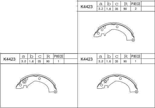 Asimco K4423 - Комплект тормозных колодок, барабанные autospares.lv