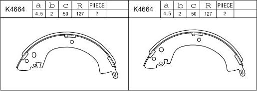 Asimco K4664 - Комплект тормозных колодок, барабанные autospares.lv