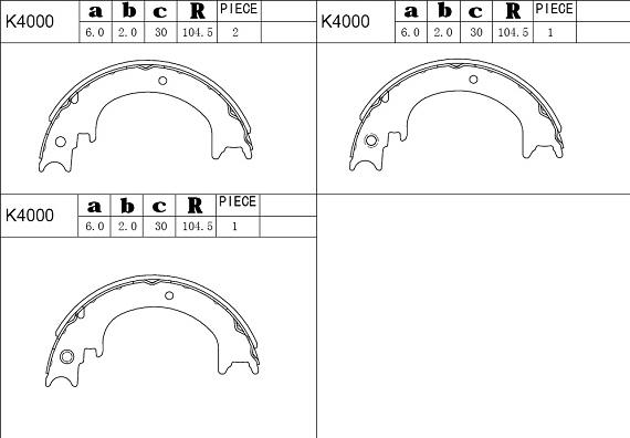 Asimco K4000 - Комплект тормозных колодок, барабанные autospares.lv