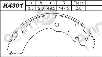 Asimco K4301 - Комплект тормозных колодок, барабанные autospares.lv