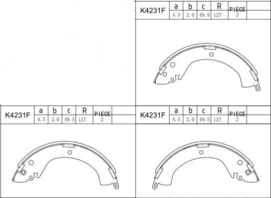 Asimco K4231F - Комплект тормозных колодок, барабанные autospares.lv