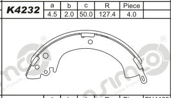 Asimco K4232 - Комплект тормозных колодок, барабанные autospares.lv