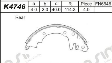 Asimco K4746 - Комплект тормозных колодок, барабанные autospares.lv