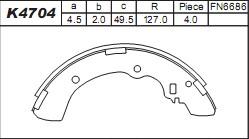 Asimco K4704 - Комплект тормозных колодок, барабанные autospares.lv