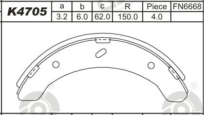 Asimco K4705 - Комплект тормозных колодок, барабанные autospares.lv