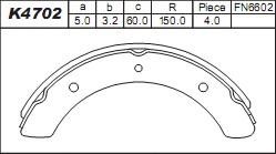 Asimco K4702 - Комплект тормозных колодок, барабанные autospares.lv