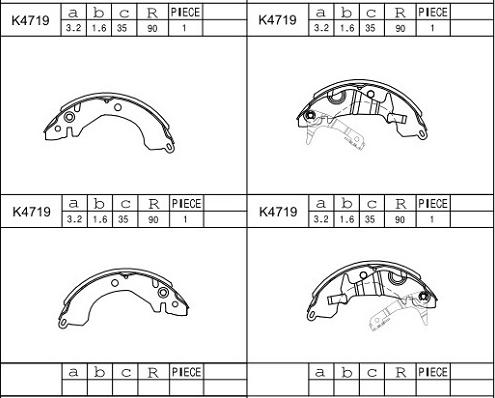 Asimco K4719 - Комплект тормозных колодок, барабанные autospares.lv