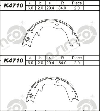 Asimco K4710 - Комплект тормозных колодок, барабанные autospares.lv